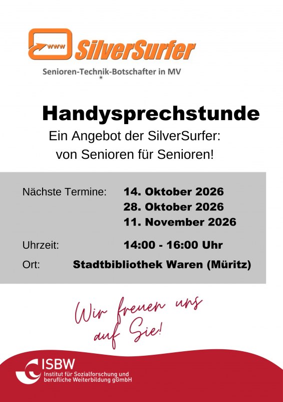 Gratis en zonder registratie // © Stadtbibliothek Waren (Müritz) Gratis en zonder registratie // © Stadtbibliothek Waren (Müritz)