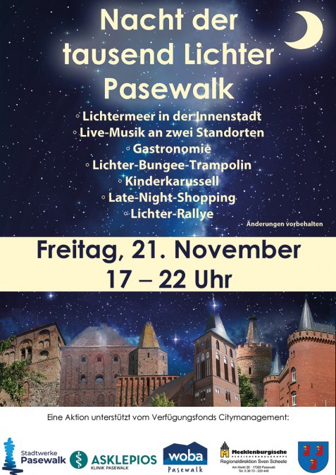 Nacht van de duizend lichtjes, © Stadt Pasewalk