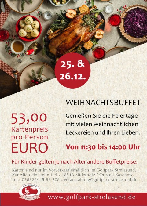 Flyer Christmas buffet at Golfpark Strelasund, © Golfpark Strelasund