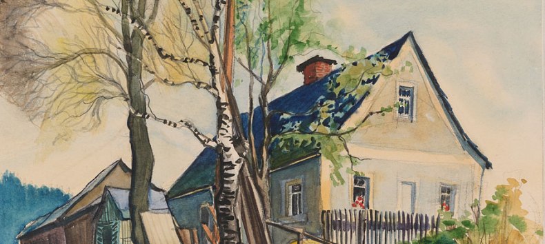 Wolfgang Mattheuer, House in Pöhl, 1944, pencil // © VG Bild-Kunst, Bonn, 2026, Foto Galerie Schwind, Leipzig Wolfgang Mattheuer, House in Pöhl, 1944, pencil // © VG Bild-Kunst, Bonn, 2026, Foto Galerie Schwind, Leipzig