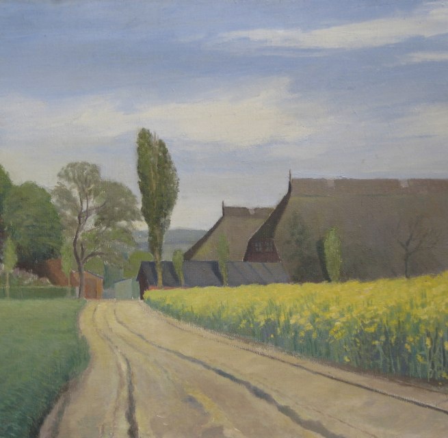 Karl Christian Klasen: Rape field with farmhouses. // © Karl Christian Klasen Gesellschaft e.V. Karl Christian Klasen: Rape field with farmhouses. // © Karl Christian Klasen Gesellschaft e.V.