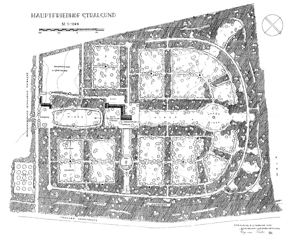 Draft plan of the central cemetery, 1939, © Hans Winter Draft plan of the central cemetery, 1939, © Hans Winter