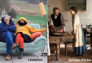 Duo Litebelew und Filmplakat Geliebte K&ouml;chin // &copy; Carsten B&uuml;ttner/Weltkino