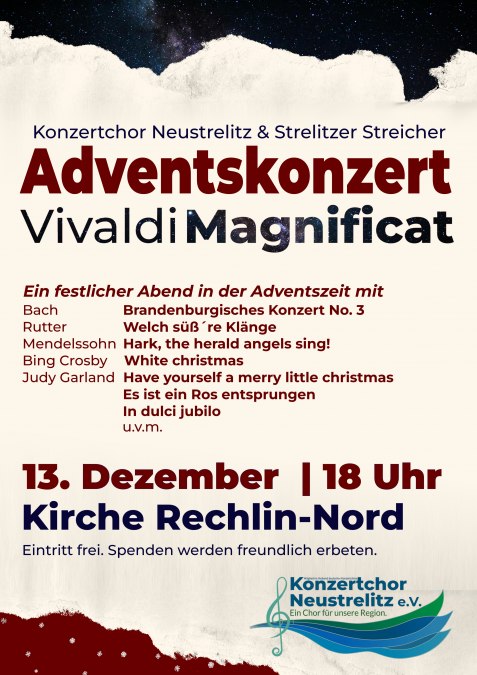 Plakat koncertowy na koncert adwentowy 2025, © Konzertchor Neustrelitz e.V.