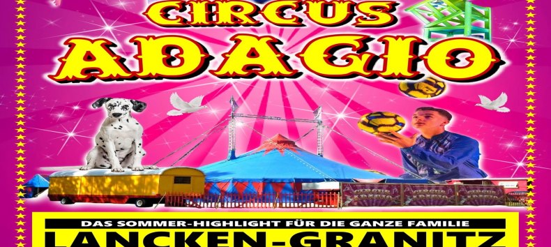Plakat cyrku Adagio – Lancken-Granitz 2026 // © Circus Adagio Plakat cyrku Adagio – Lancken-Granitz 2026 // © Circus Adagio