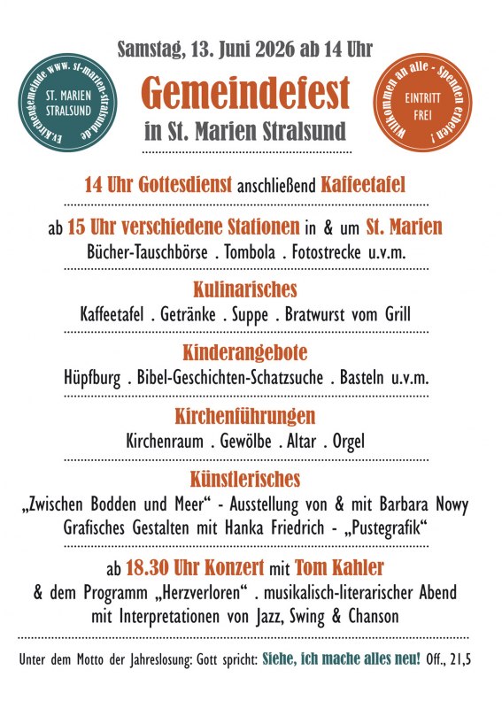 Program community festival 13.06.2026 St. Marien Stralsund // &copy; Ev. KG St. Marien Stralsund