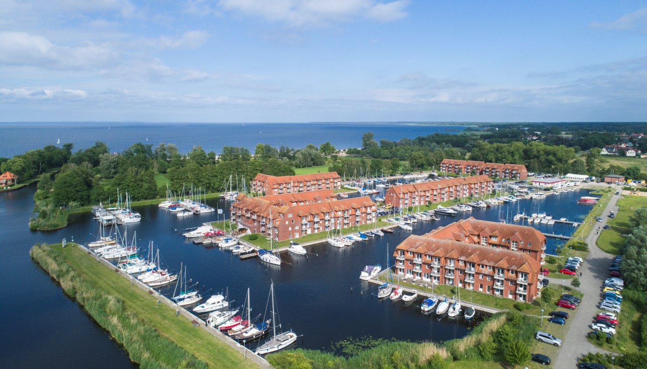 Aerial view of the marina with view of the Stettin Lagoon, © Lagunenstadt Ueckermünde
