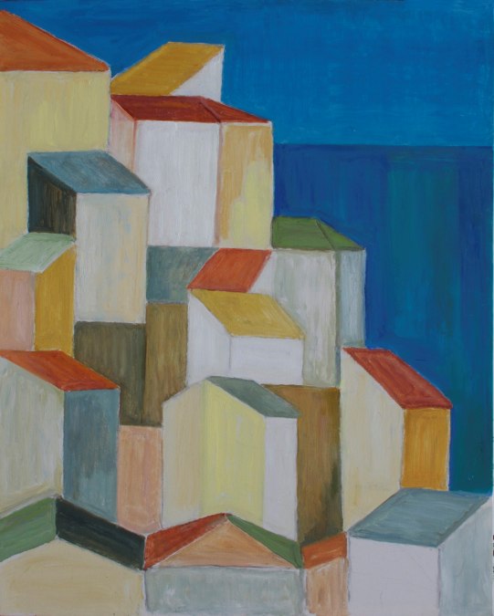 Anneliese Schöfbeck, Stad aan zee, 2016, acrylolie100 x 80 cm op doek,, © Kunstmuseum Schwaan