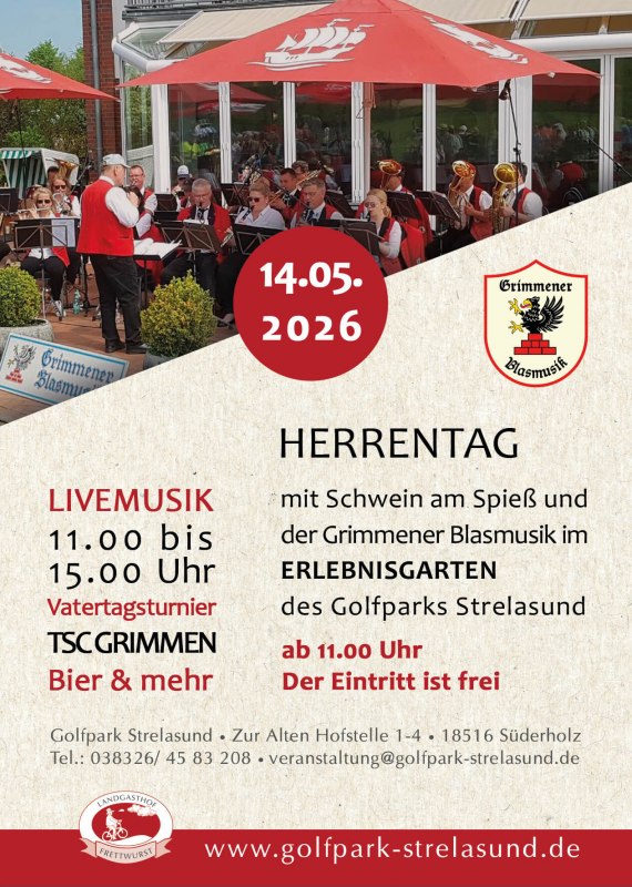 Gentlemen's Day at the Strelasund Golf Park with Grimmen brass band music, &copy; Golfpark Strelasund