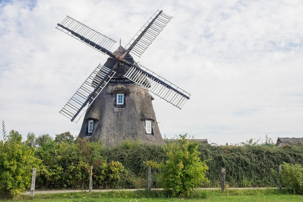 De molen in Dorf Mecklenburg heeft een bakstenen onderbouw. // © Frank Burger De molen in Dorf Mecklenburg heeft een bakstenen onderbouw. // © Frank Burger