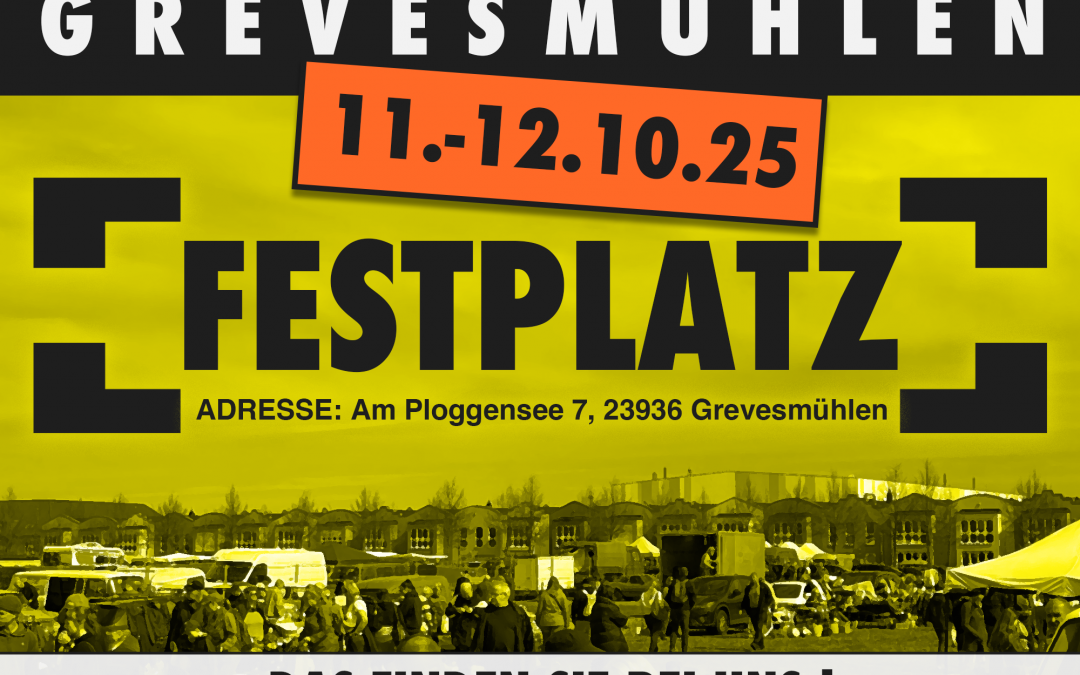 Address: Am Ploggensee 7, 23936 GrevesmühlenStand fees:Rummage goods / handicrafts : 8 €/meterNew goods (limited) : 12 €/meterDealer information:Set-up Fridays from 12:00 amSet-up Sat/ Sun from 6:00 amDismantling from 4:00 pmIMPORTANT NOTES:Dealers who stand at our markets for two days pay 1€ per meter less on the 2nd day of the event.On the basis of the receipt we can trace who participates on both days of the event., © Lennard Kuhring