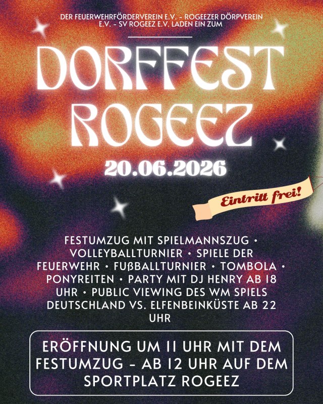 Werbung f&uuml;r das Dorffest Rogeez 2026 // &copy; Felix Ponto
