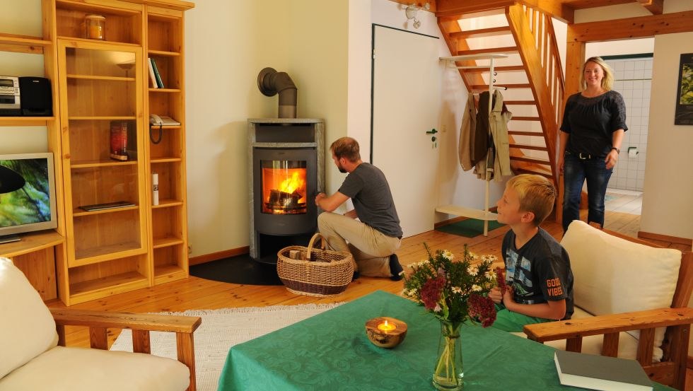 Widok z salonu na "Grüne FeWo", © Palm's kinderfreundliches Ferienhaus