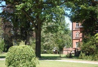 Kolumnowy dąb po lewej stronie willi jest imponujący., &copy; Gabriele Skorupski