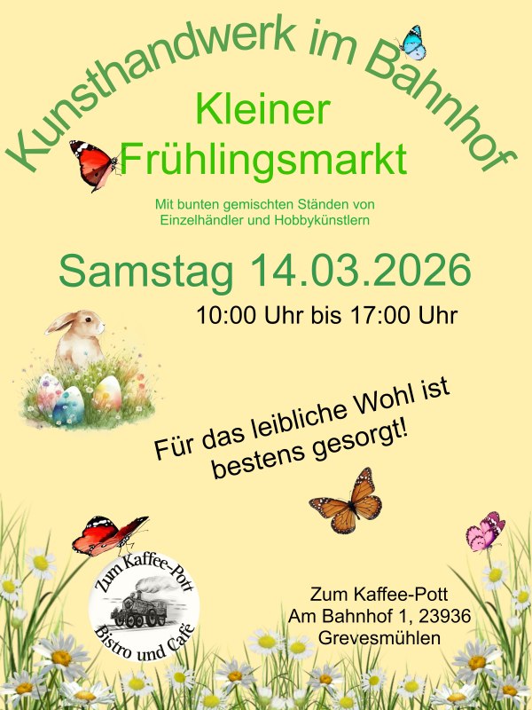 Arts and crafts at the station Small spring market Saturday 14.03.2026At the station 123936 Grevesm&uuml;hlen, &copy; Susann Zippel