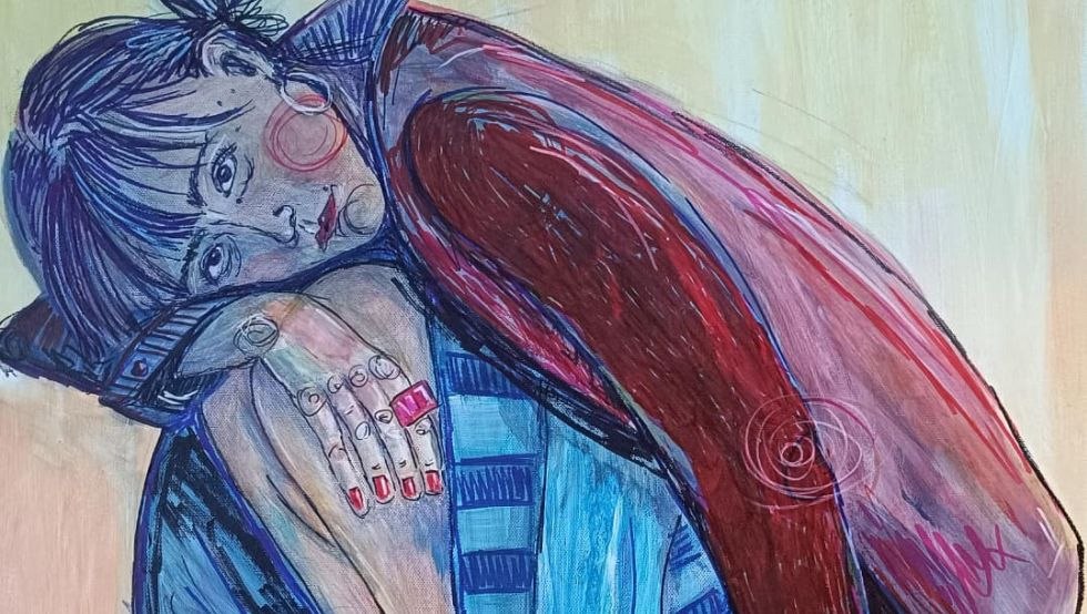 De vrouw met het rode jasje, &copy; Johanna Puchert