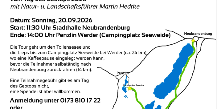 Radtour um den Tollenseseezum Tag des Geotops 2026 // © Fuehrung-Mv.de Radtour um den Tollenseseezum Tag des Geotops 2026 // © Fuehrung-Mv.de