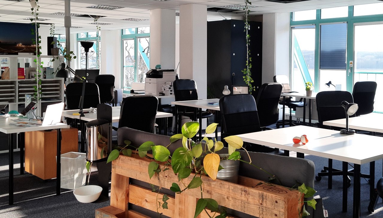 Nowoczesna przestrzeń coworkingowa z jasnymi pokojami na otwartym planie i dużymi oknami zapewniającymi produktywną atmosferę pracy., © Project Bay