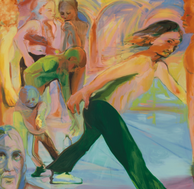 © Hajin Jeong: Bahnhof, 2026, Öl auf Leinwand, 155 x 190 cm, Ausschnitt © Hajin Jeong: Bahnhof, 2026, Öl auf Leinwand, 155 x 190 cm, Ausschnitt