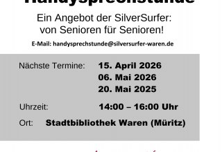 SilverSurfer-Angebot in der Warener Stadtbibliothek // © Stadtbibliothek Waren (Müritz) SilverSurfer-Angebot in der Warener Stadtbibliothek // © Stadtbibliothek Waren (Müritz)